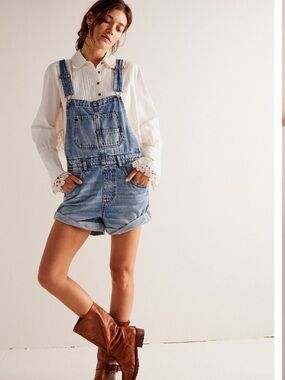 We The Free People Ziggy Denim Shortalls size Small S